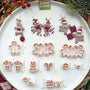 Gingerbread Clay Cutters for Christmas Earrings, Characters and Accessories: labeled design and size chart