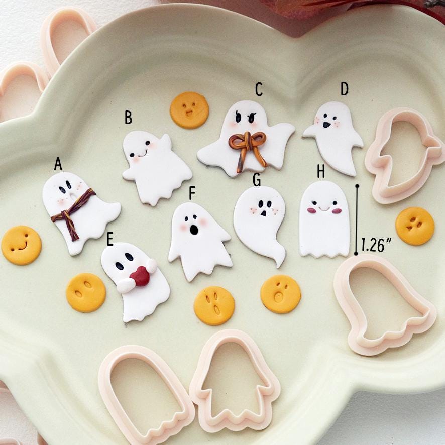 Ghost Polymer Clay Cutter Set: Halloween Earring Face Stamps