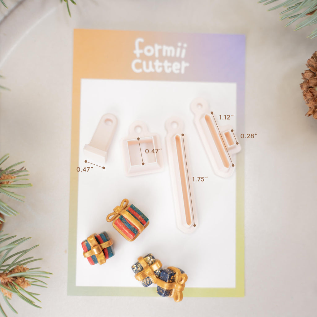 Polymer Clay Cutter Set: Drum, Gift, Gingerbread House - Holiday Fair Jewelry