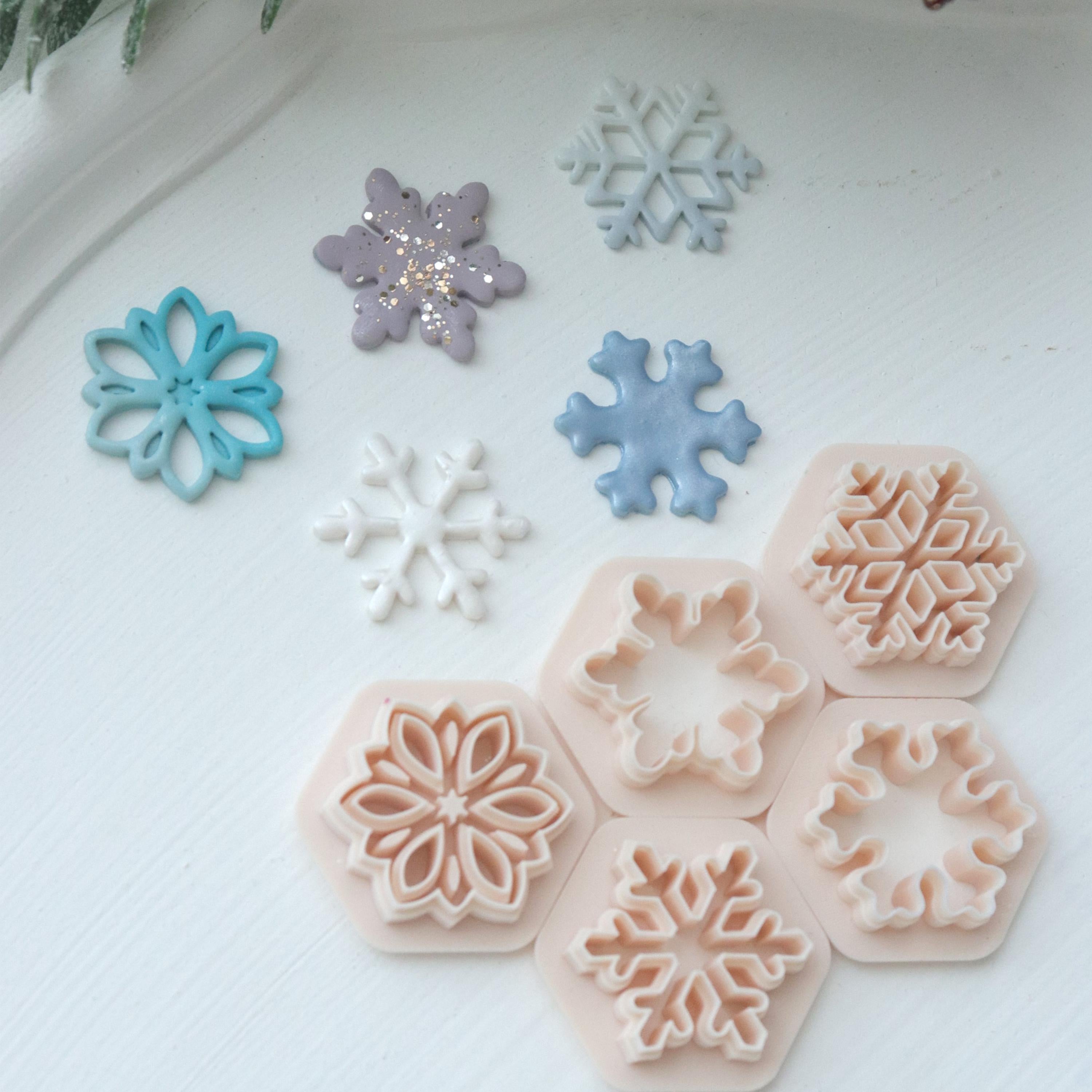 Snowflake Polymer Clay Cutter Set – Winter Christmas Clay Earring Mold for DIY Jewelry Making