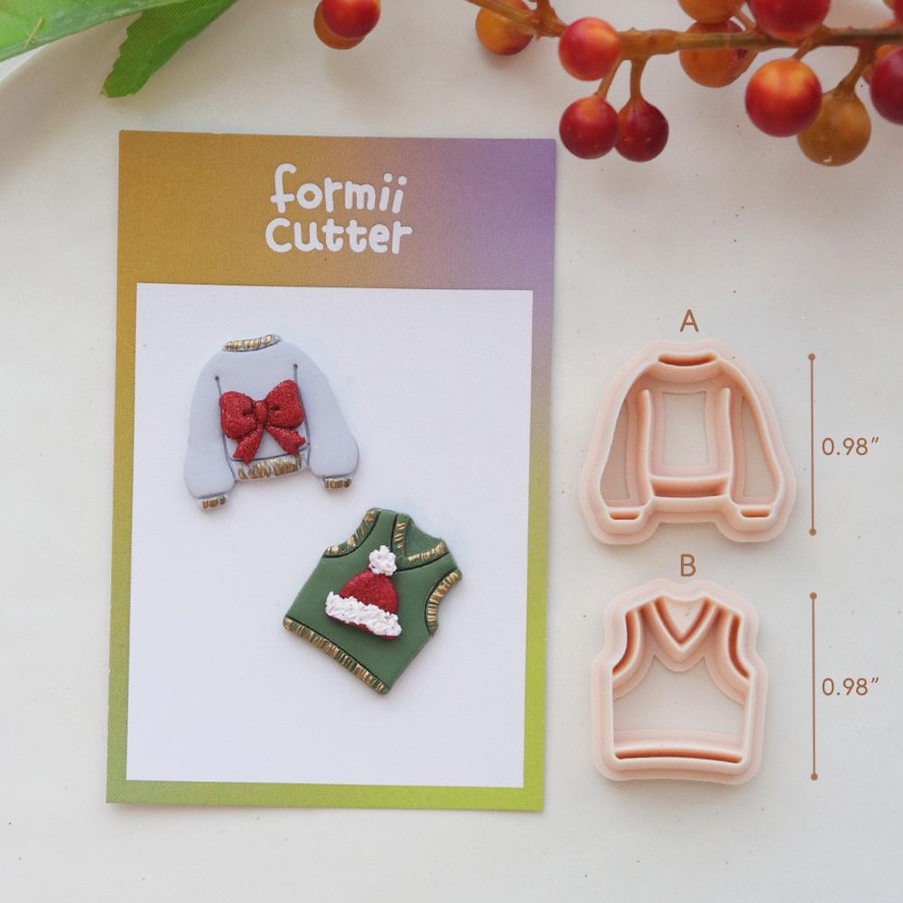 Christmas Sweater Polymer Clay Cutter – Holiday Vest Jumper Clay Tools for Earrings and Crafts
