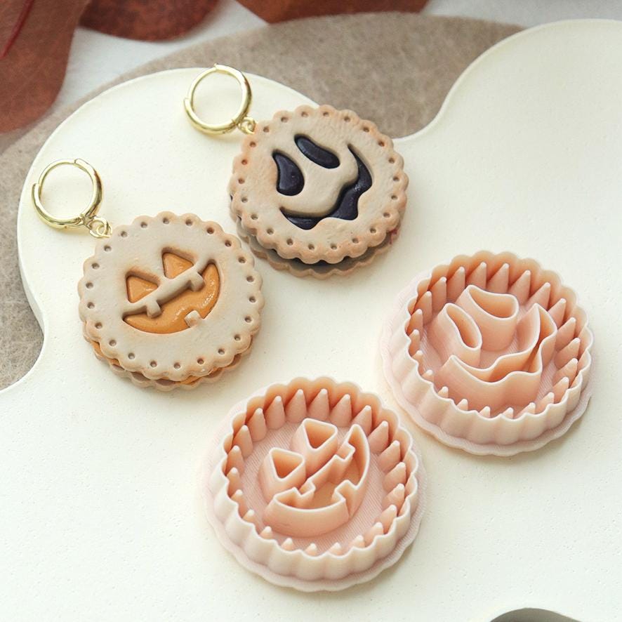 Pumpkin & Ghost Cookie Cutter Set: Halloween Polymer Clay Earring Molds