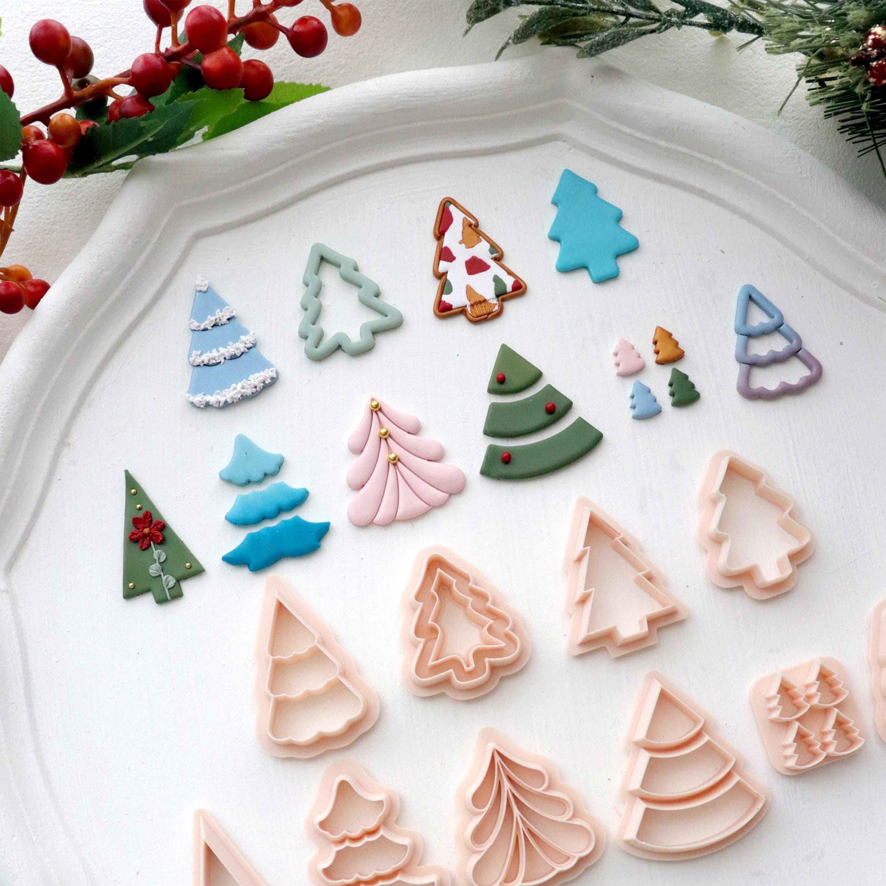 Christmas Tree Polymer Clay Cutter Set: Festive Earring & Craft Molds