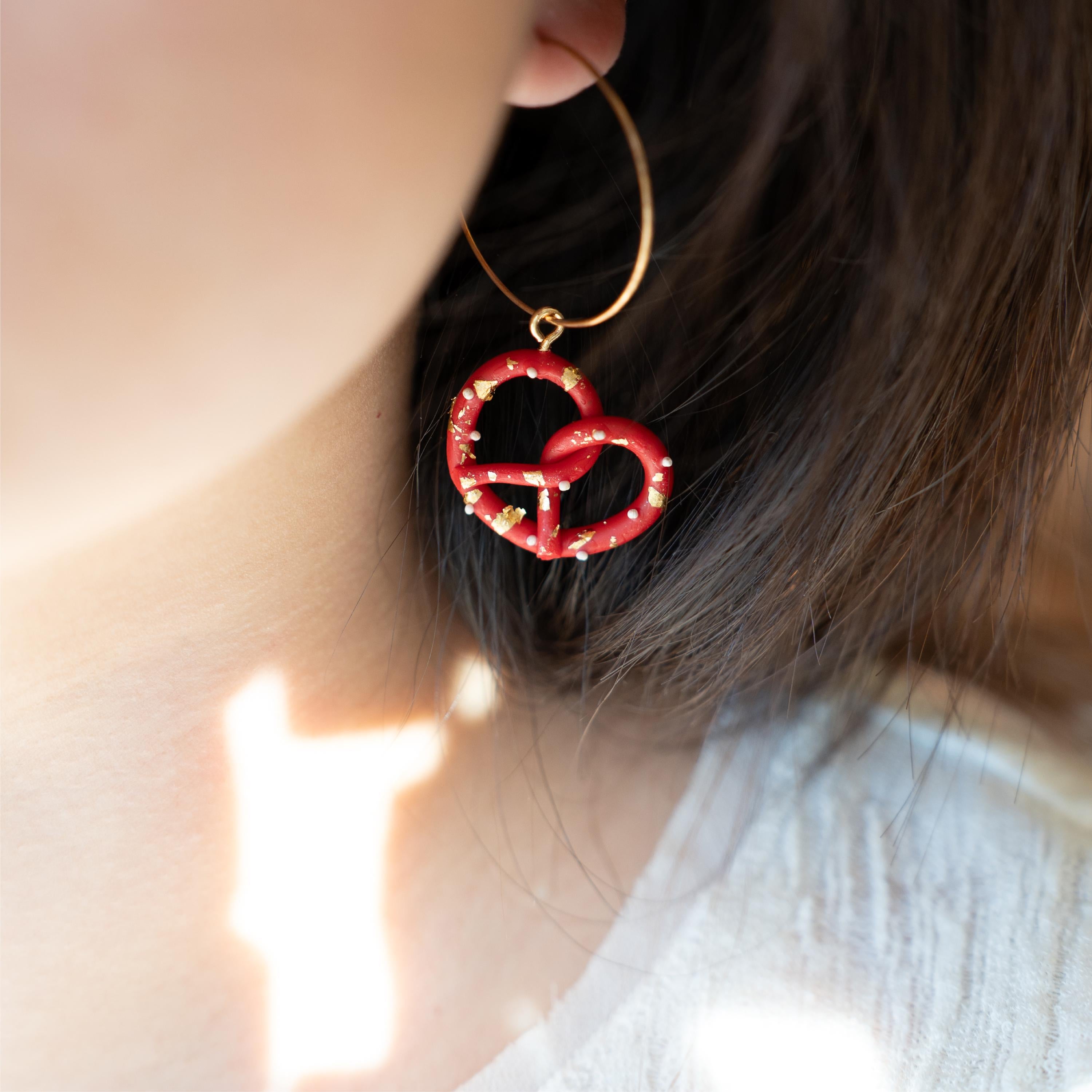 Pretzel polymer clay cutter for earrings and jewelry making – amusement park snack design tool