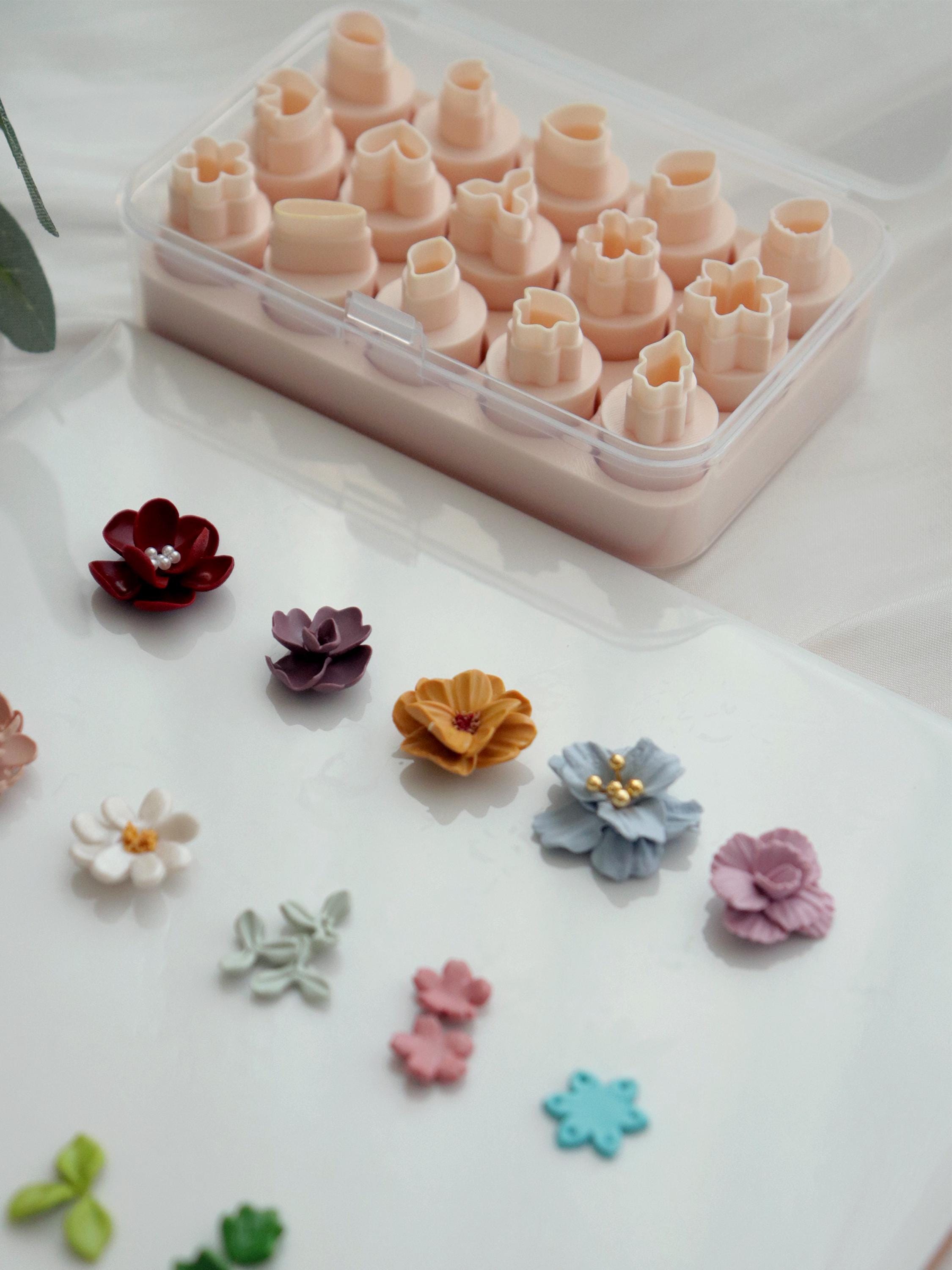 Mini Flower Clay Cutter Set: 15-Piece Floral Polymer Clay Mold