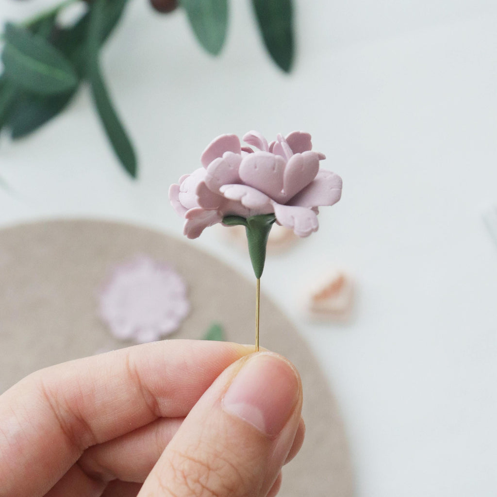 3D Carnation Polymer Clay Cutter Set: Flower & Calyx Mold