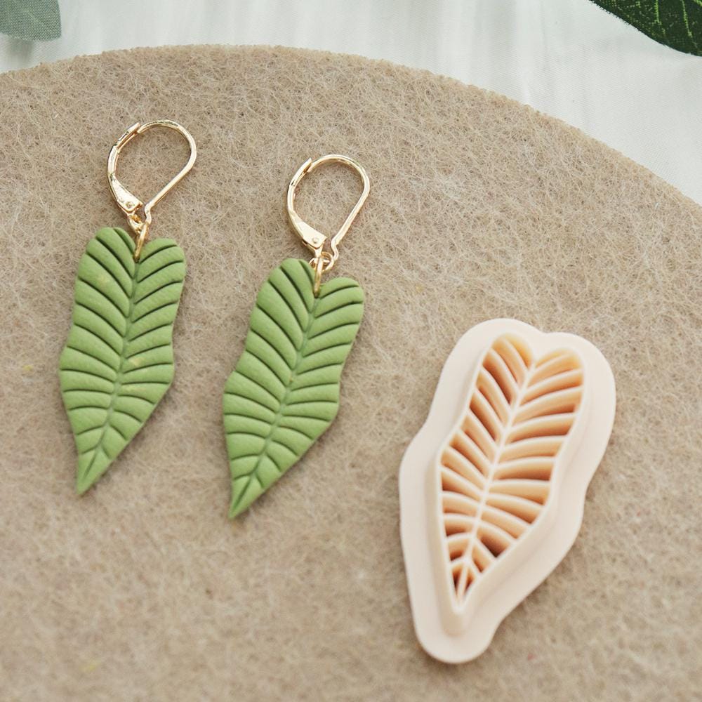 Feather Leaf Clay Cutter Set | Tropical Botanical Mold for Polymer Clay Jewelry