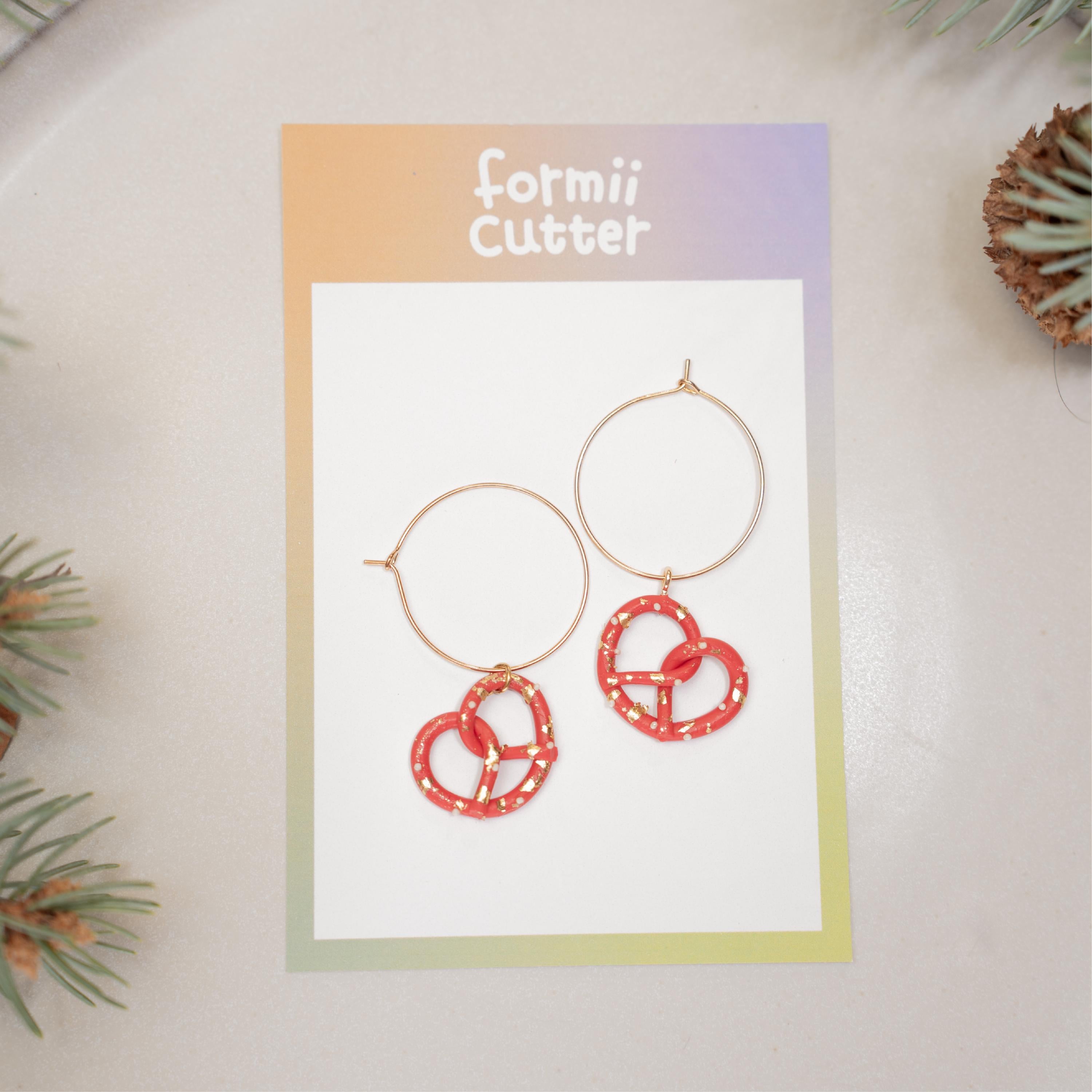 Pretzel polymer clay cutter for earrings and jewelry making – amusement park snack design tool