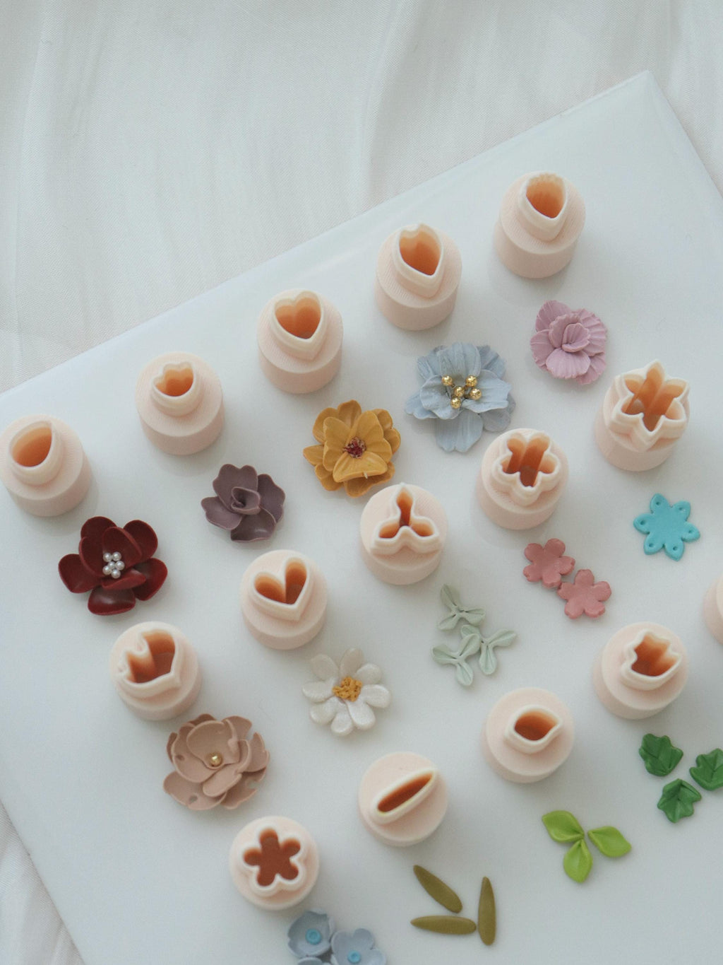 Mini Flower Clay Cutter Set: 15-Piece Floral Polymer Clay Mold