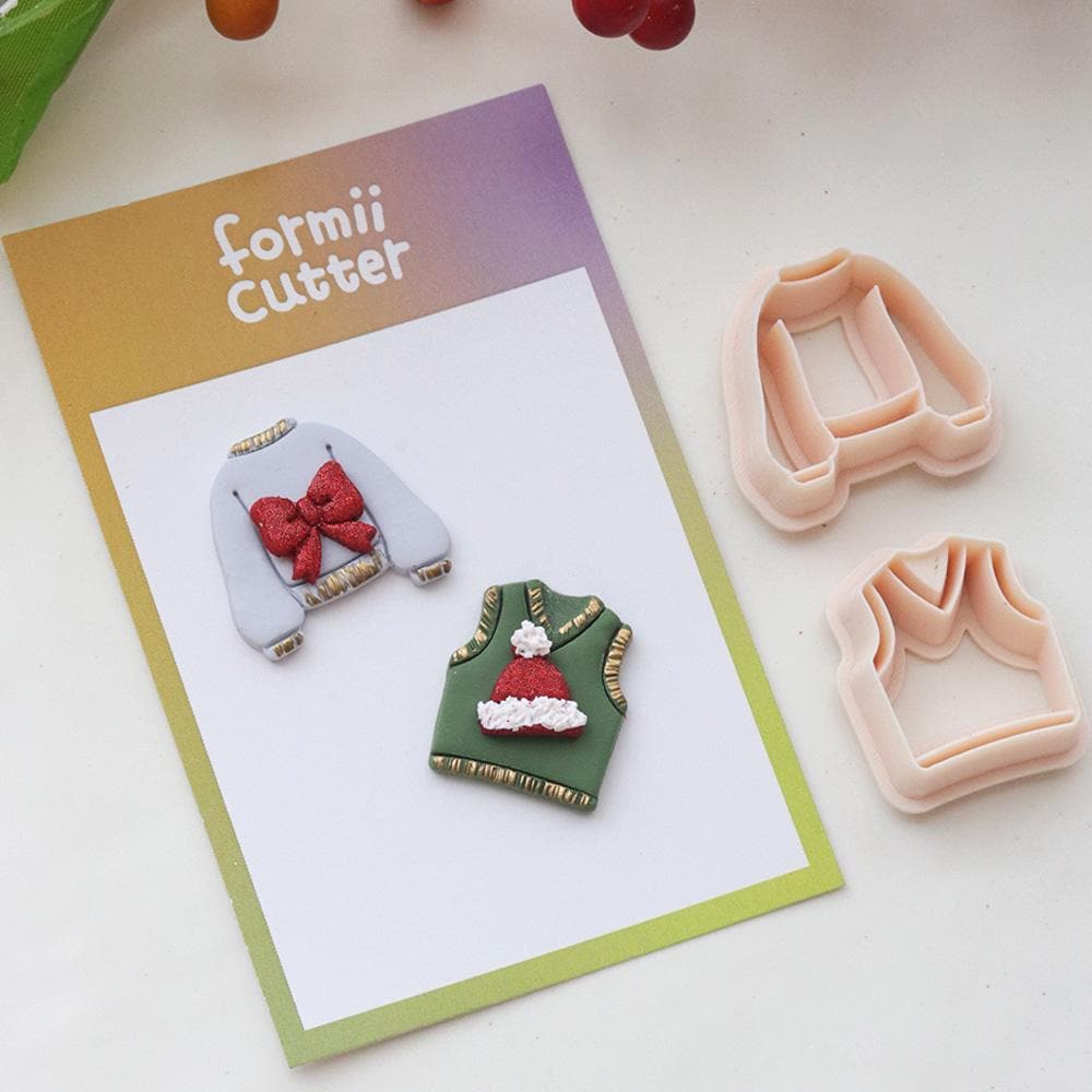 Christmas Sweater Polymer Clay Cutter – Holiday Vest Jumper Clay Tools for Earrings and Crafts