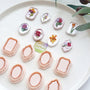 Vintage frame polymer clay cutters and layered clay jewelry examples, photo 5