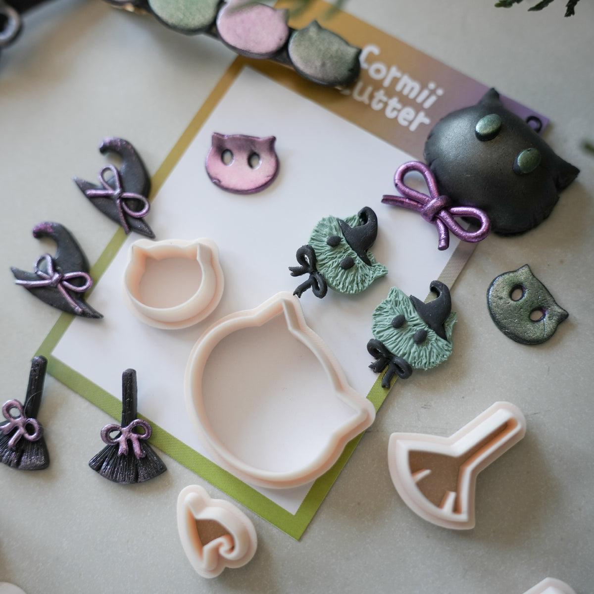 Witch cat Halloween clay cutter examples