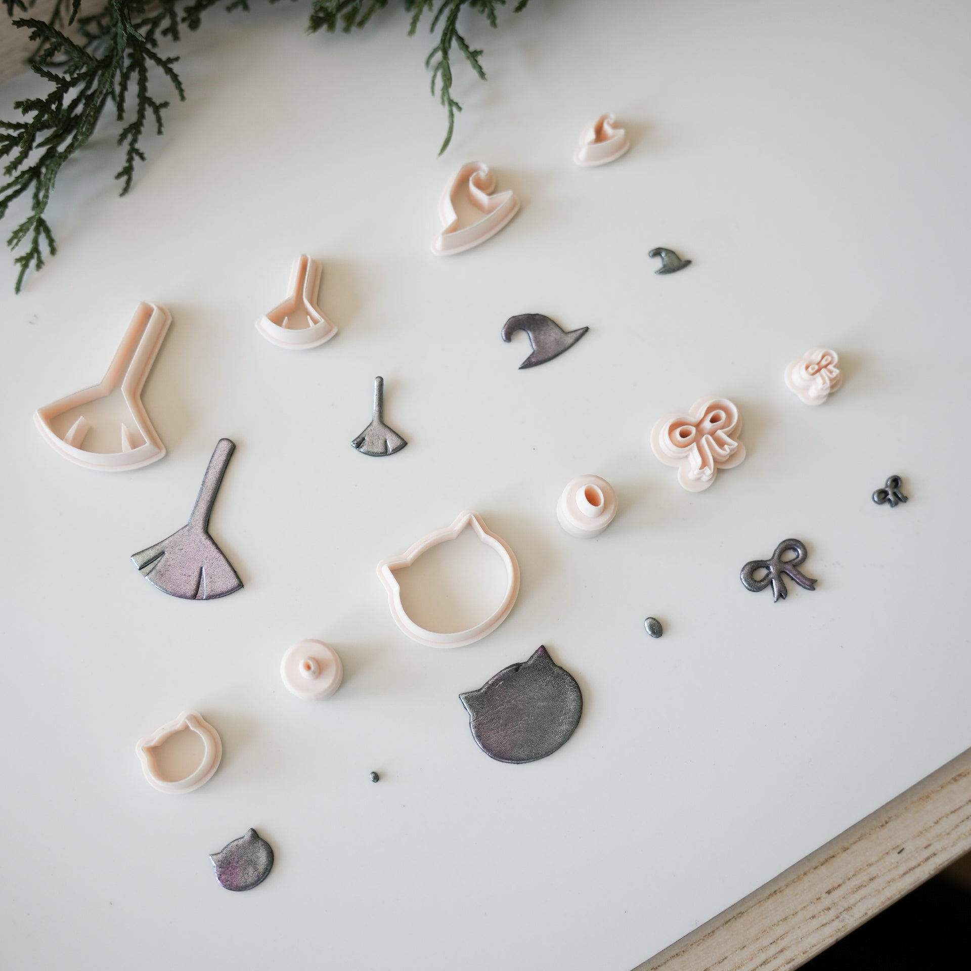 Witch cat polymer clay cutter collection