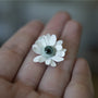Finished polymer clay flower made with a raised center