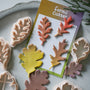FG100 oak leaf polymer clay cutters with sample clay leaves