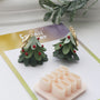 Christmas tree leaf clay cutter plate with layered tree earring examples