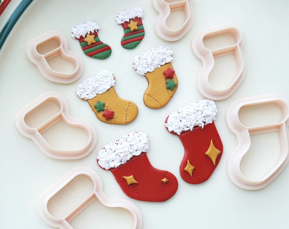 Christmas Stocking Polymer Clay Cutter Set: Holiday DIY Jewelry Mold